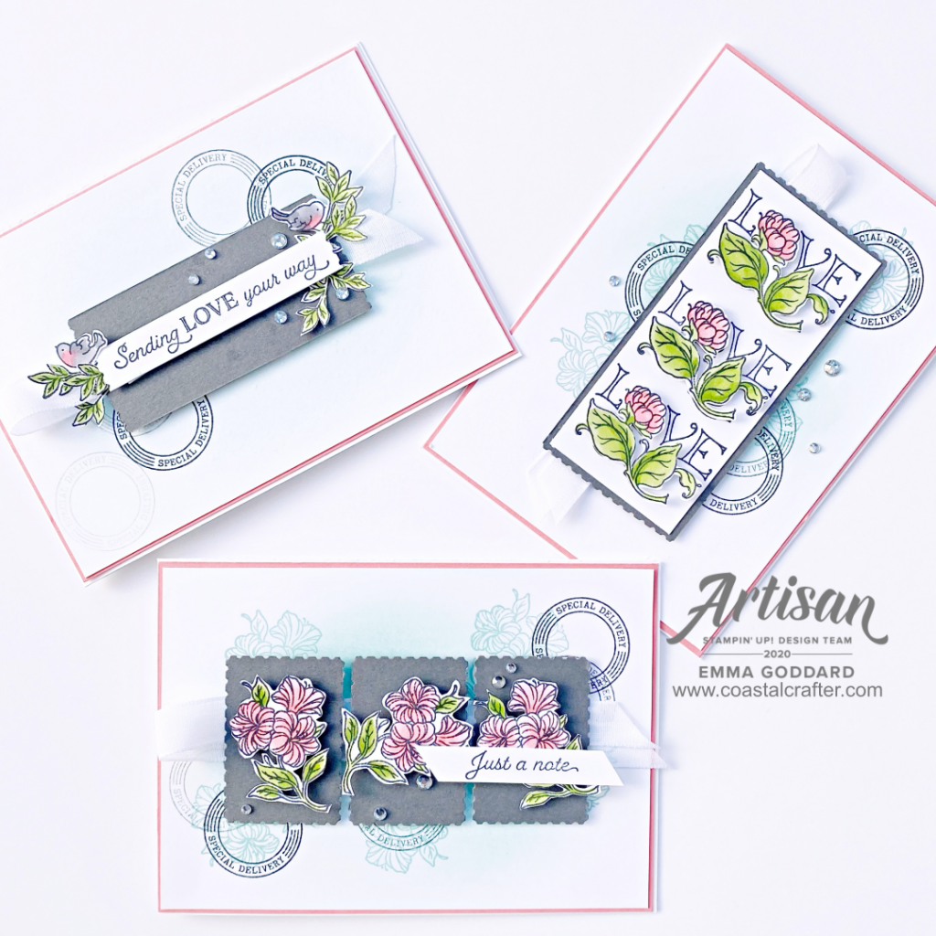A trio of cards using the Posted for You Stamp Set and coordinating Punch