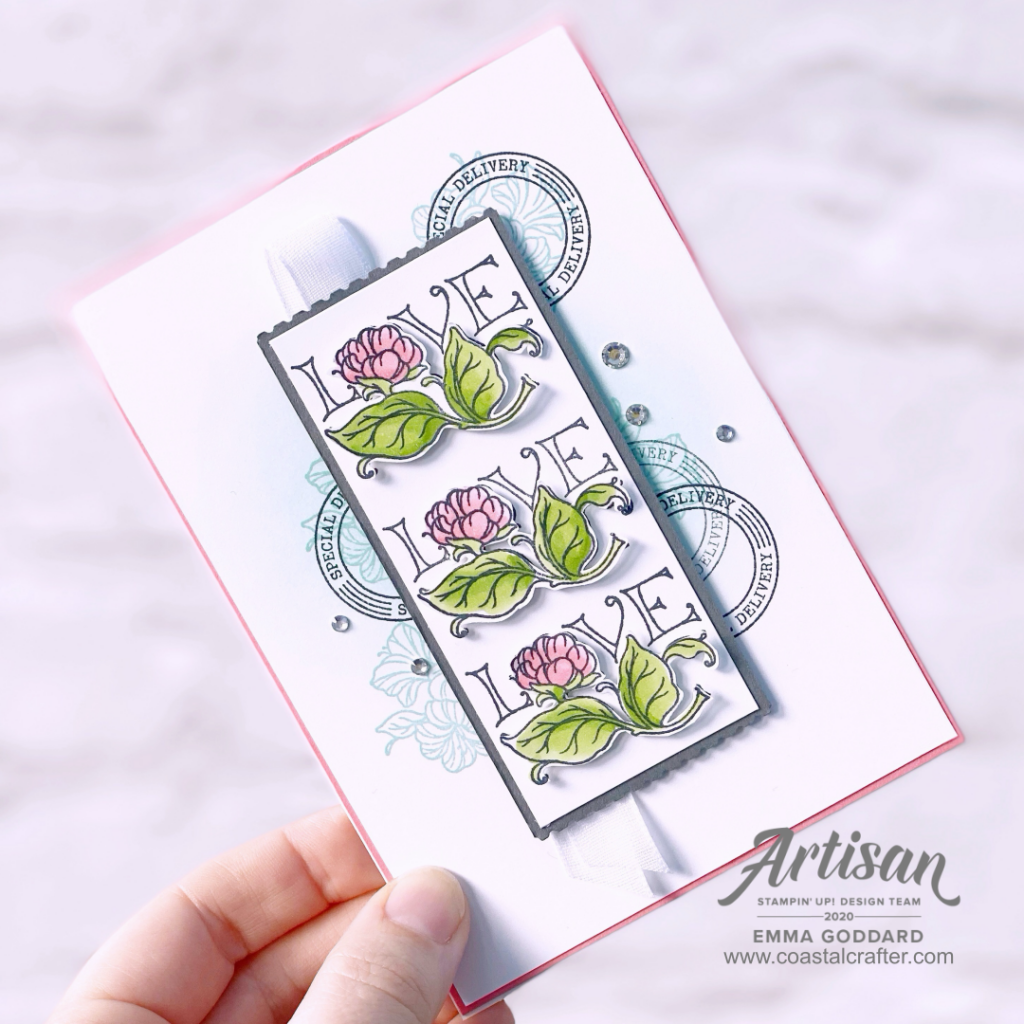 A card using the Posted for You Stamp Set and coordinating Punch to send a little love.