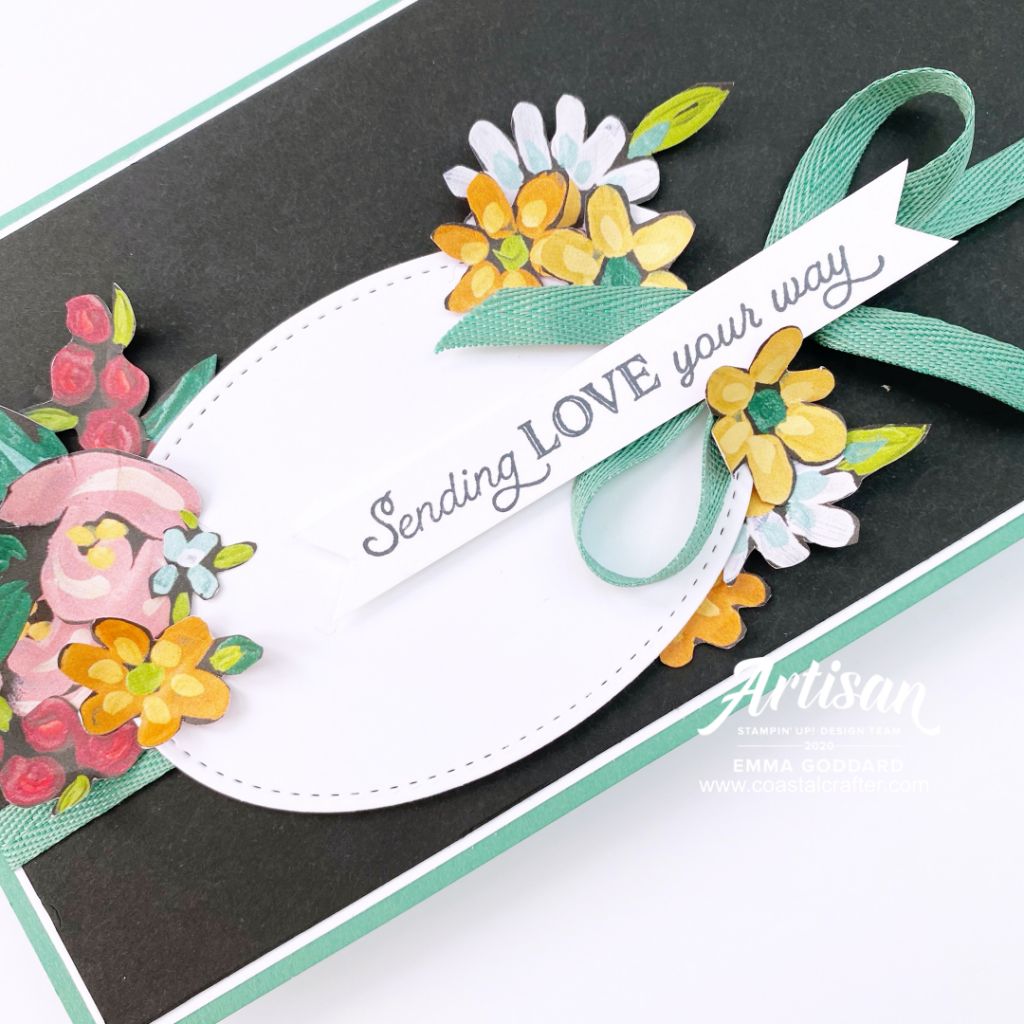 Sending LOVE your way using the upcoming Flower & Field Designer paper from Stampin' Up! Card made by Emma Goddard - Independent Stampin' Up! Demonstrator UK, Artisan 2020