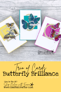 Bright and bold cards using the Butterfly Brilliance Stamp Set, Colours are Daffodil Delight, Bermuda Bay and Magenta Madness