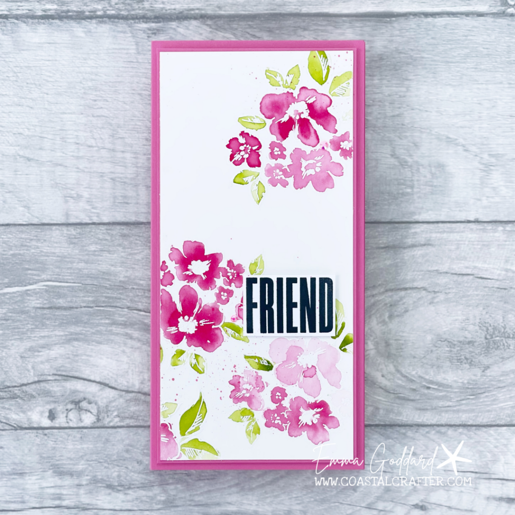 Watercoloured Polished Pink Flowers using the Hand Penned Stamp Set