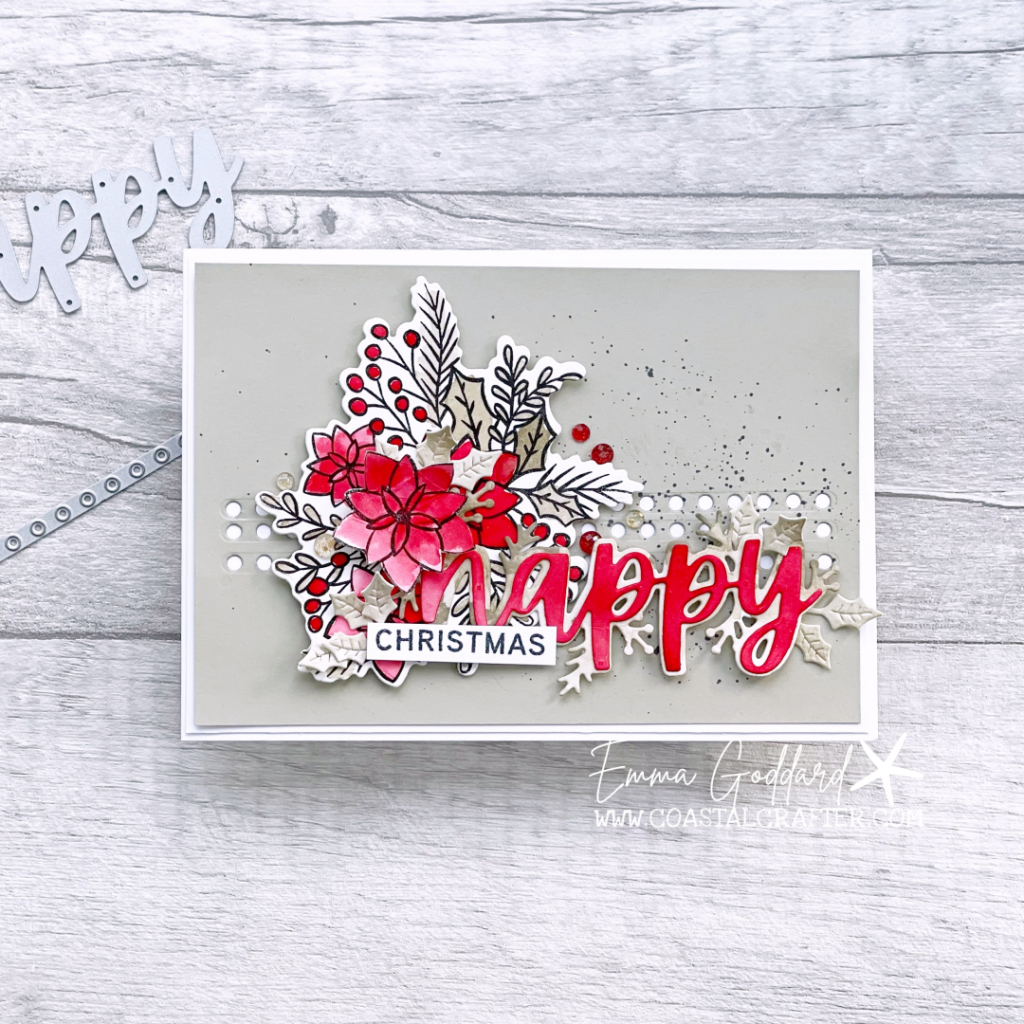Christmas Card using Poinsettia Image from Words Of Cheer Bundle. All products from Stampin' Up!