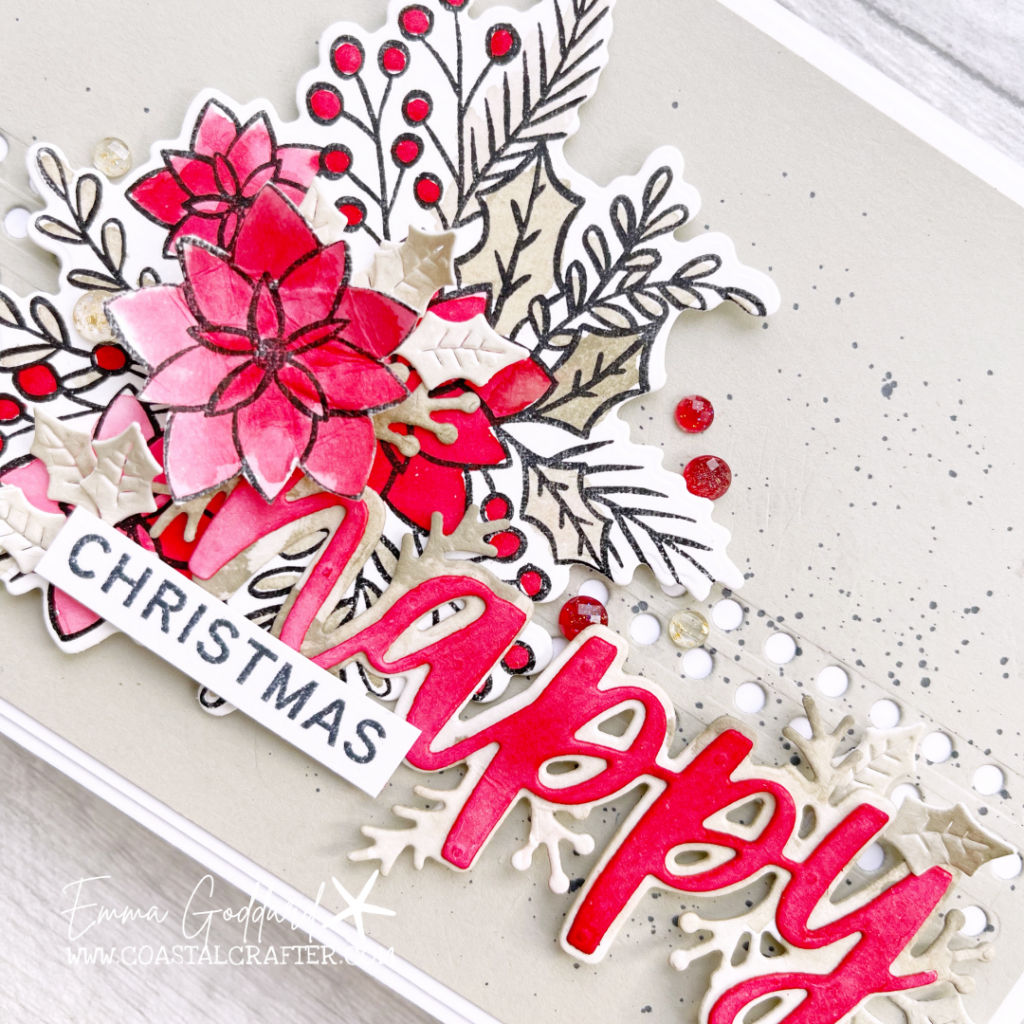 Christmas Card using Poinsettia Image and watercolouring from the Words of Cheer Bundle