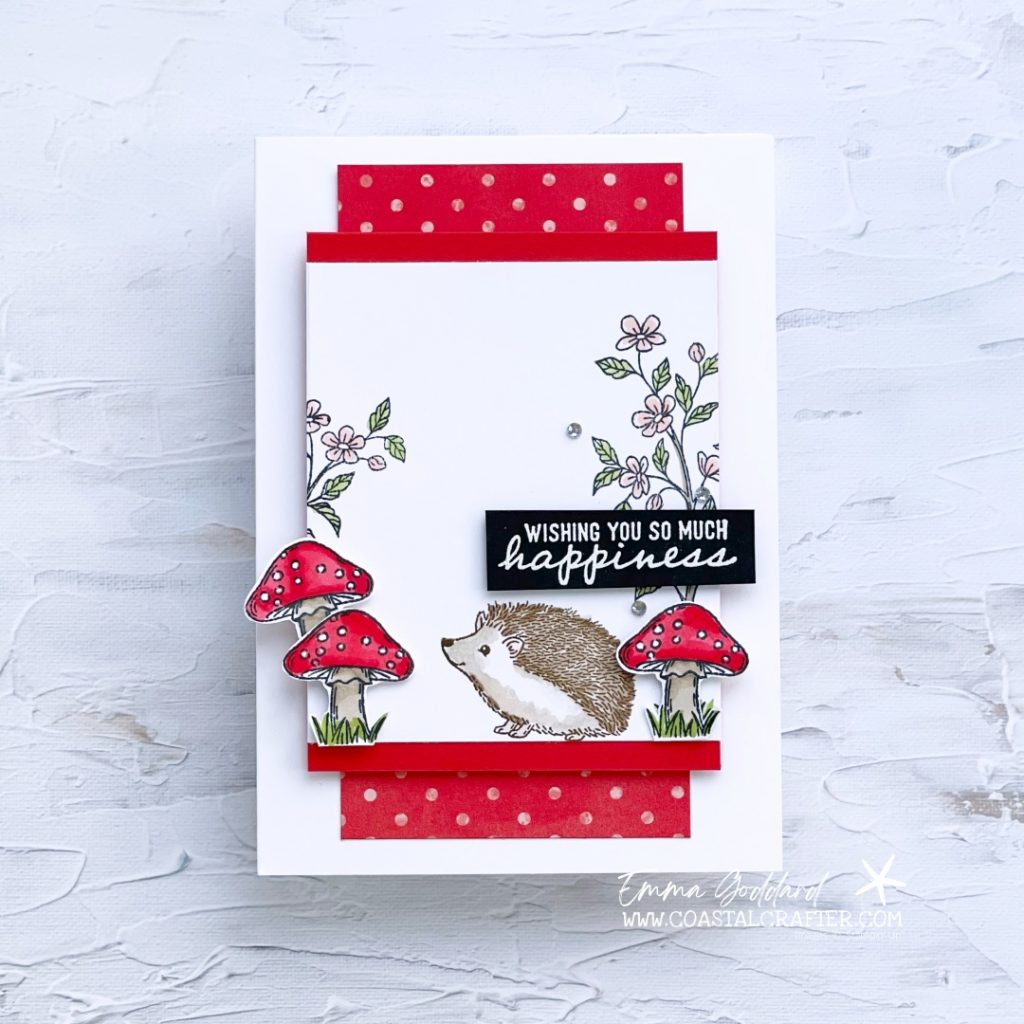 Fun and cute greeting card made with Hedgehogs and Mushrooms, using the Happy Hedgehogs Stamp Set from Stampin' Up!