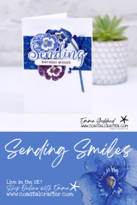 Birthday card with purple and blue pansies. Using Stampin' Up! products